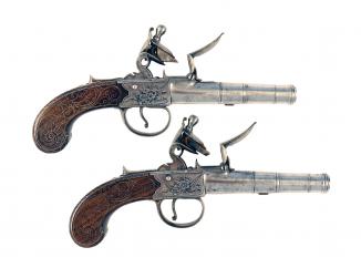 A Fine Pair of Silver Mounted Pistols