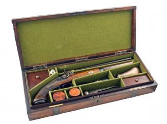 A Cased Percussion Target Pistol 