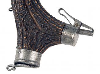 A Superb Stag Horn Flask