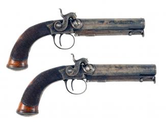 A Pair of Percussion Pocket Pistols by Clough of Bath
