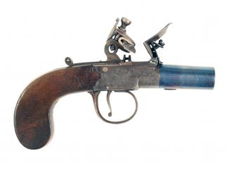 A Flintlock Pocket Pistol by Harcourt & Son