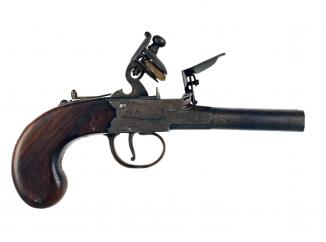 A Double Barrel Flintlock Pocket Pistol 