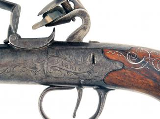 A Flintlock Box-Lock Pistol by Harris.