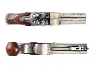A Double Barrel French Flintlock Pistol 