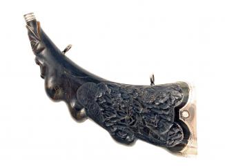 A Silver Mounted Horn Flask