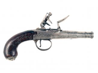 A Silver Mounted Flintlock Pistol by Delaney 
