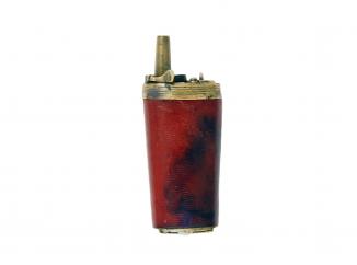 A Red Leather Powder Flask