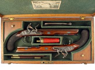 A Near Mint Cased Pair of Duelling Pistols 