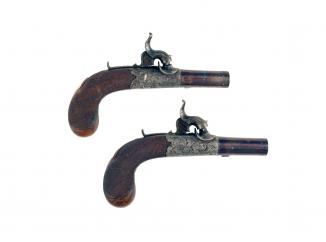 A Cased Pair of Small Percussion Pistols