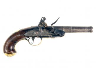 A Silve Inlaid Flintlock Pocket Pistol by Jackson