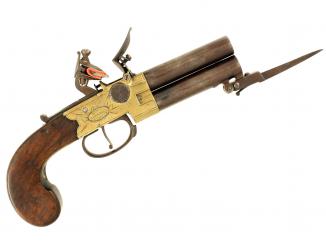 A Tap-Action Pistol with Under-slung Bayonet. 