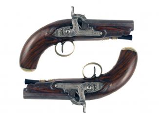 A Cased Pair of Percussion Pistols by Bond