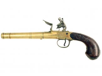 A Silver Mounted Flintlock Pistol by Bunney 