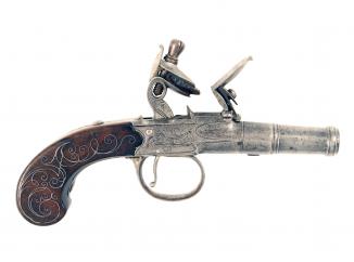 A Silver Mounted Pocket Pistol by Richards