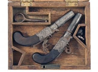 A Cased Pair of D.Egg Flintlock Pocket Pistols.