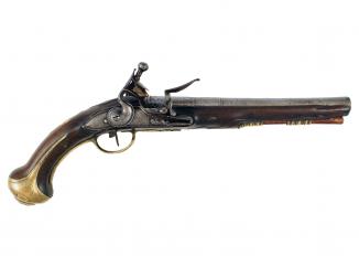 An Early Flintlock Holster Pistol by J. White, London. 