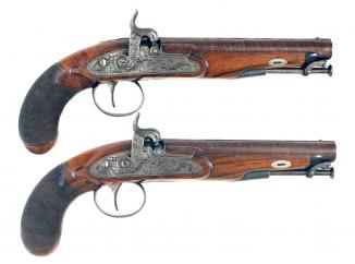 A Cased Pair of Percussion Officers Pistols