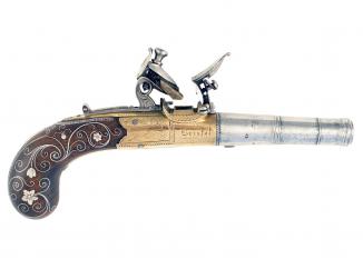 A Pair of Silver Inlaid Pocket Pistols