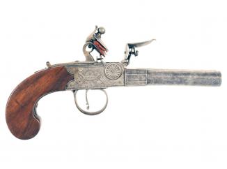 A Rare Double Barrelled Flintlock Pistol