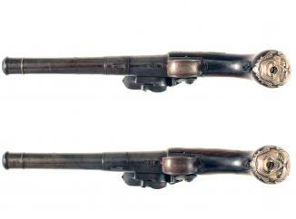 A Pair of Silver Mounted Queen Anne Pistols 