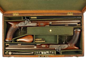 A Superb Cased Pair of Rifled Percussion Pistols