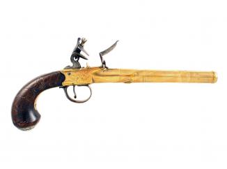 A Flintlock Silver Mounted Pistol by Bunney