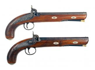 A Cased Pair of Percussion Officers Pistols