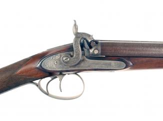 A Cased 12-Bore D.B. Percussion Sporting Gun by Wesley Richards