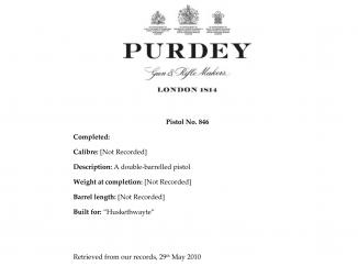 An Exceptional Cased J. Purdey Pistol