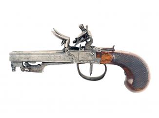 A Double Barrel French Flintlock Pistol 