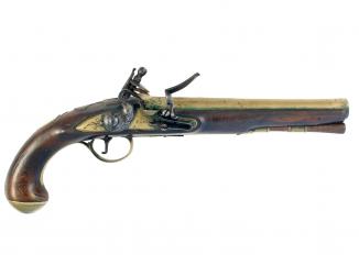 A Sleepy Brass Barrelled Pistol by I. Pratt, London. 