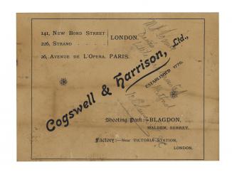 A Cogswell and Harrison Ltd Trade Label. 