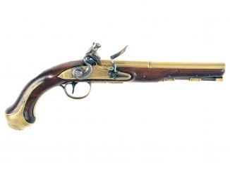 A Flintlock Holster Pistol by Woolley