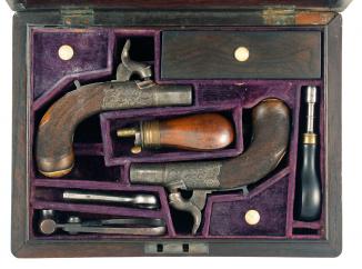 A Stunning Cased Pair of Percussion Pistols