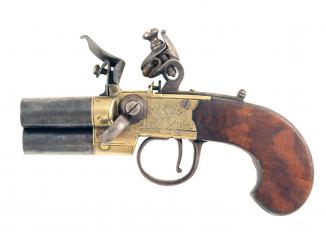 A Three-Barrelled Flintlock Pocket Pistol 