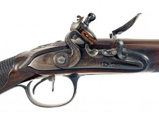 A Liege Double Barrelled Flintlock Sporting Gun