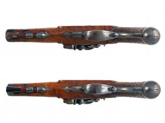 A Cased Pair of Flintlock Officers Pistol by D. Egg