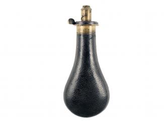 A Black Leather Powder Flask