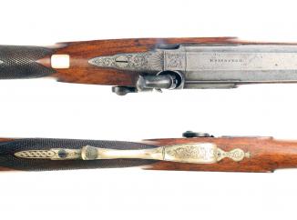A Cased Presentation Rifle by Mortimer