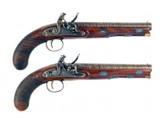 An Incredible Cased Pair of Flintlock Officers Pistols