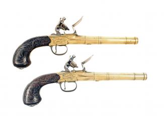 A Pair of Silver Mounted Pistols by Bunney