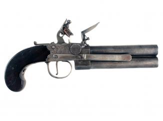 A Huge Rifled Flintlock Tap Action Pistol 