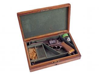 A Cased 80 Bore Pin Fire Revolver