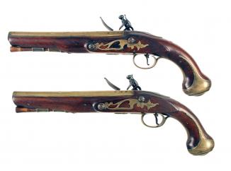 A Pair of Flintlock Holster Pistols by Brander