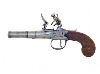 A Silver Inlaid Flintlock Pocket Pistol 