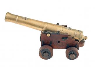 A Brass Desk Cannon, 19th Century.