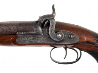 A Cased Double Barrelled Pistol 