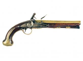 A Flintlock Holster Pistol by Gabbitas of London