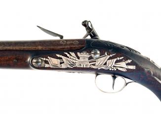 A Pair of Silver Mounted Holster Pistols by Griffin