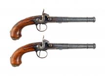 A Pair of Percussion Queen Anne Pistols by Stanton